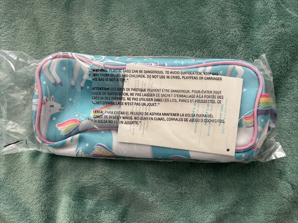 School Pottery barn Unicorn Pencil CASE Pouch Disney Bag RAINBOW pink holiday ,