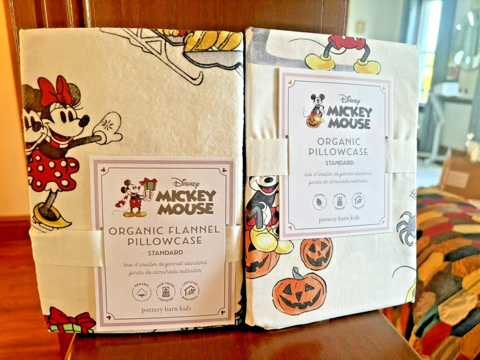 Mickey Mouse Pottery Barn holiday Christmas Halloween school Pillowcase SET 2 =