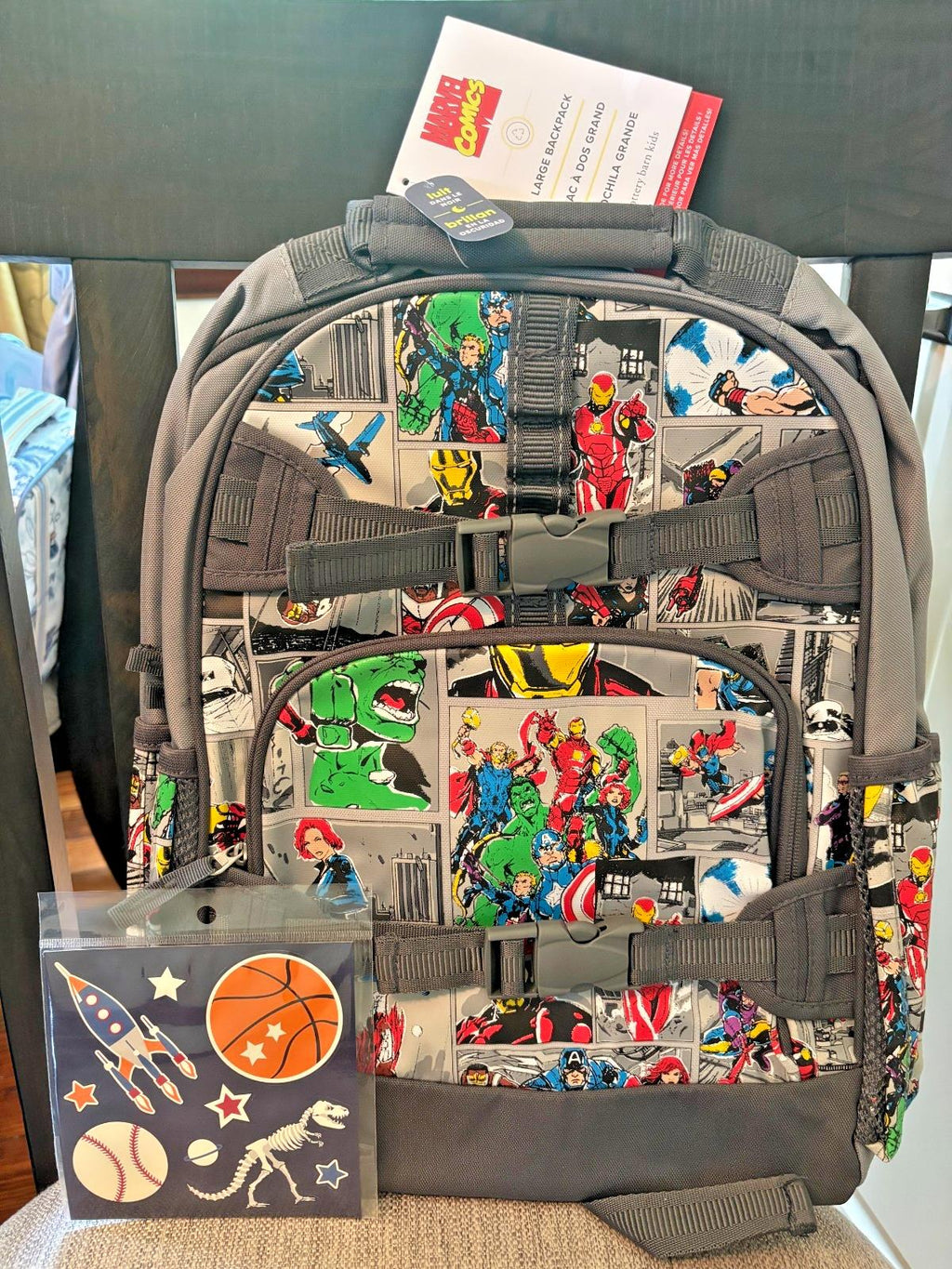 School Pottery barn Kid backpack Marvel Avengers LARGE Comic Disney travel bag .