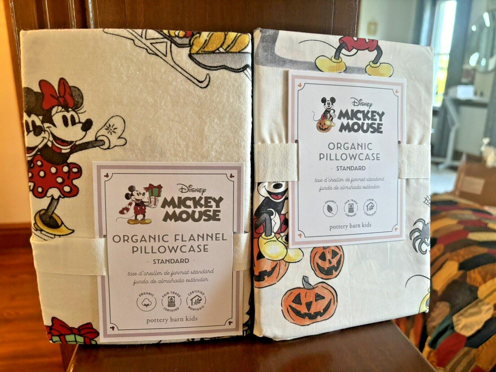 Mickey Mouse Pottery Barn holiday Christmas Halloween school Pillowcase SET 2 =