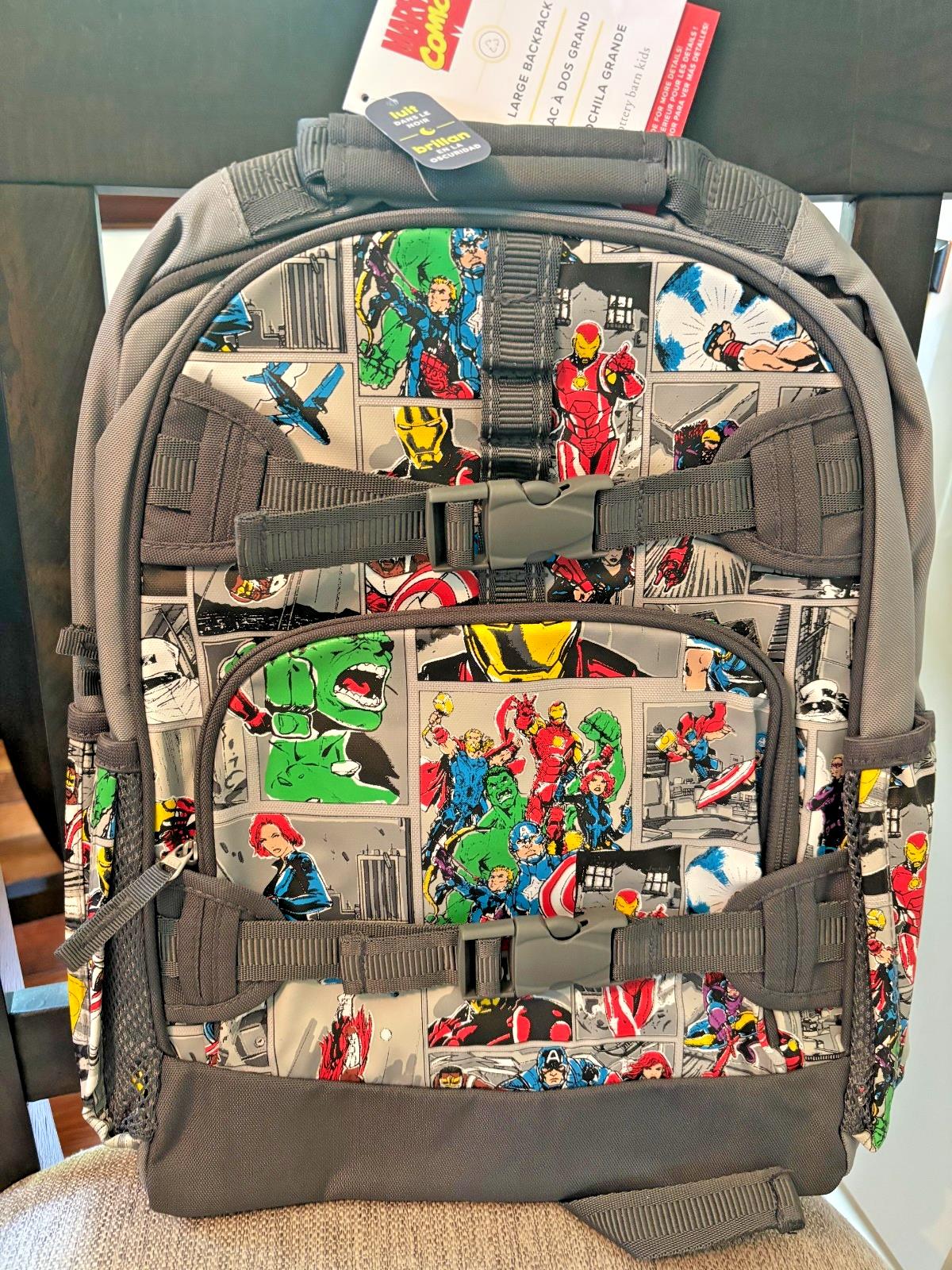 School Pottery barn Kid backpack Marvel Avengers LARGE Comic Disney travel bag .