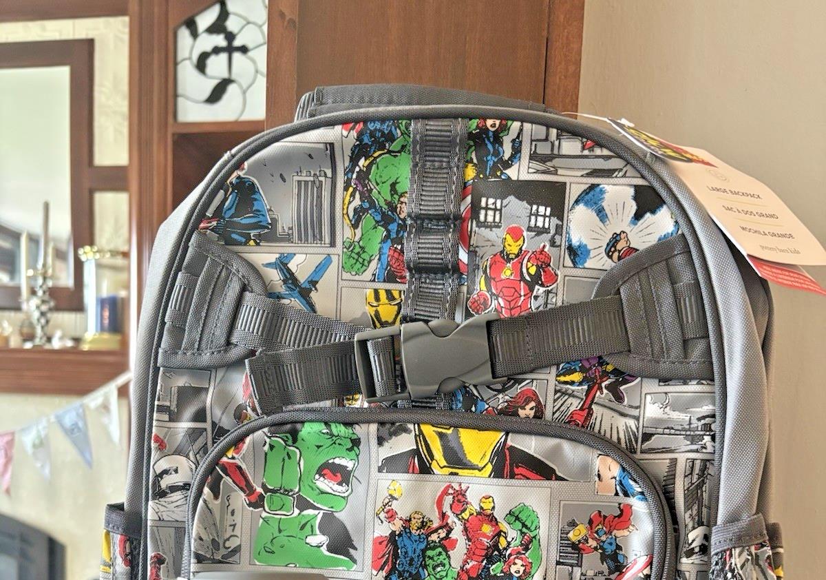School Pottery barn Kid backpack Marvel Avengers LARGE Comic Disney travel bag .