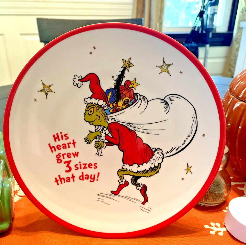 Pottery Barn Grinch Holiday Plate Dr Seuss Disney Christmas party school kid b