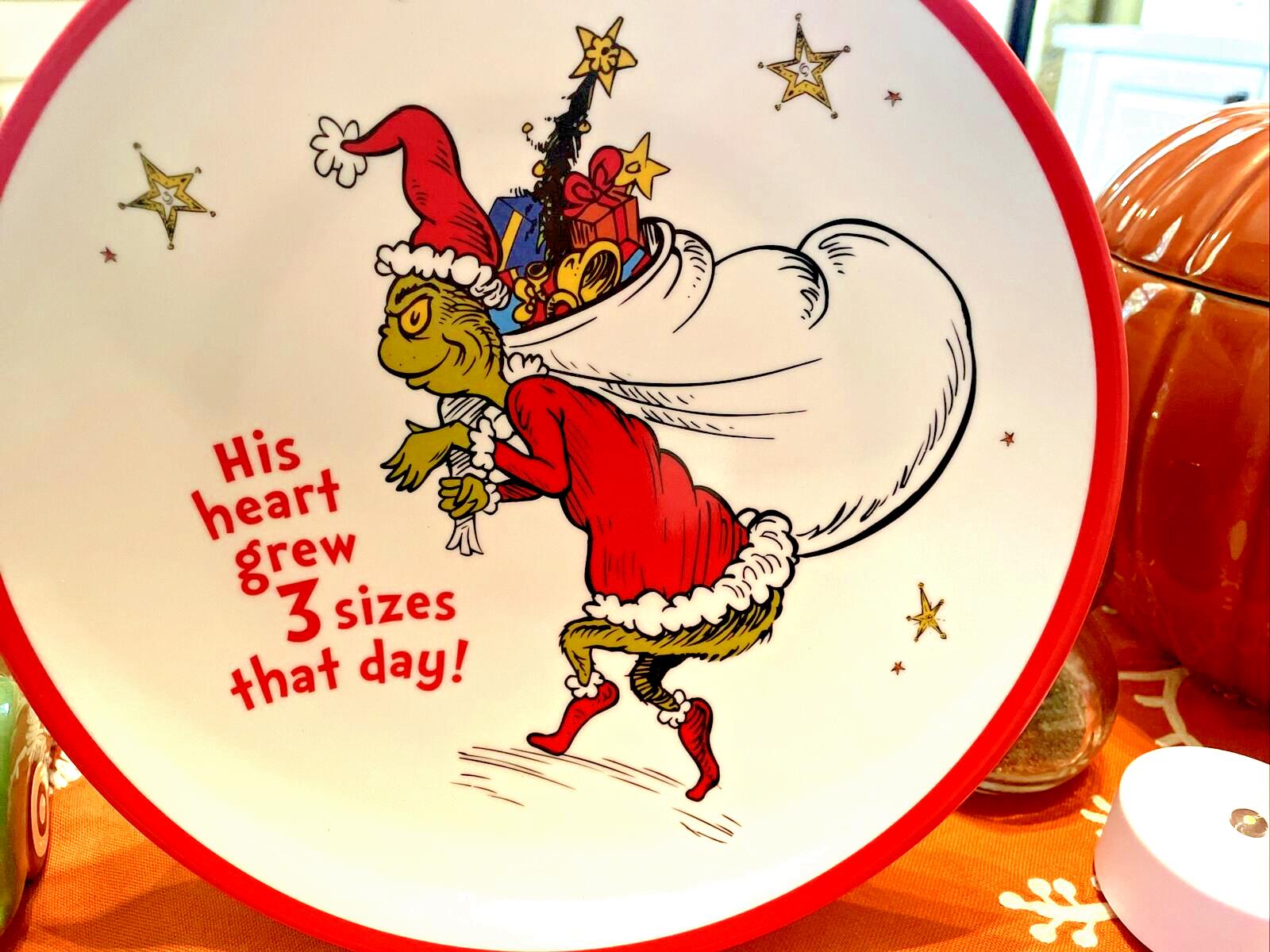 Pottery Barn Grinch Holiday Plate Dr Seuss Disney Christmas party school kid b