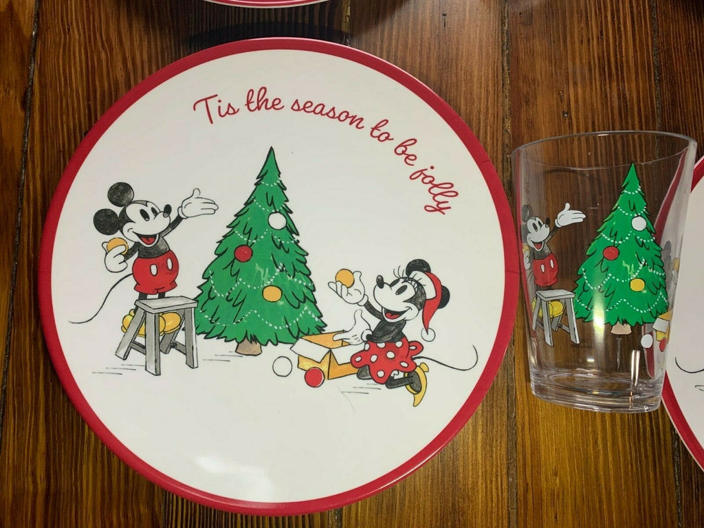 Disney Pottery Barn Mickey Mouse holiday PLATE CUP Minnie School Christmas kid !