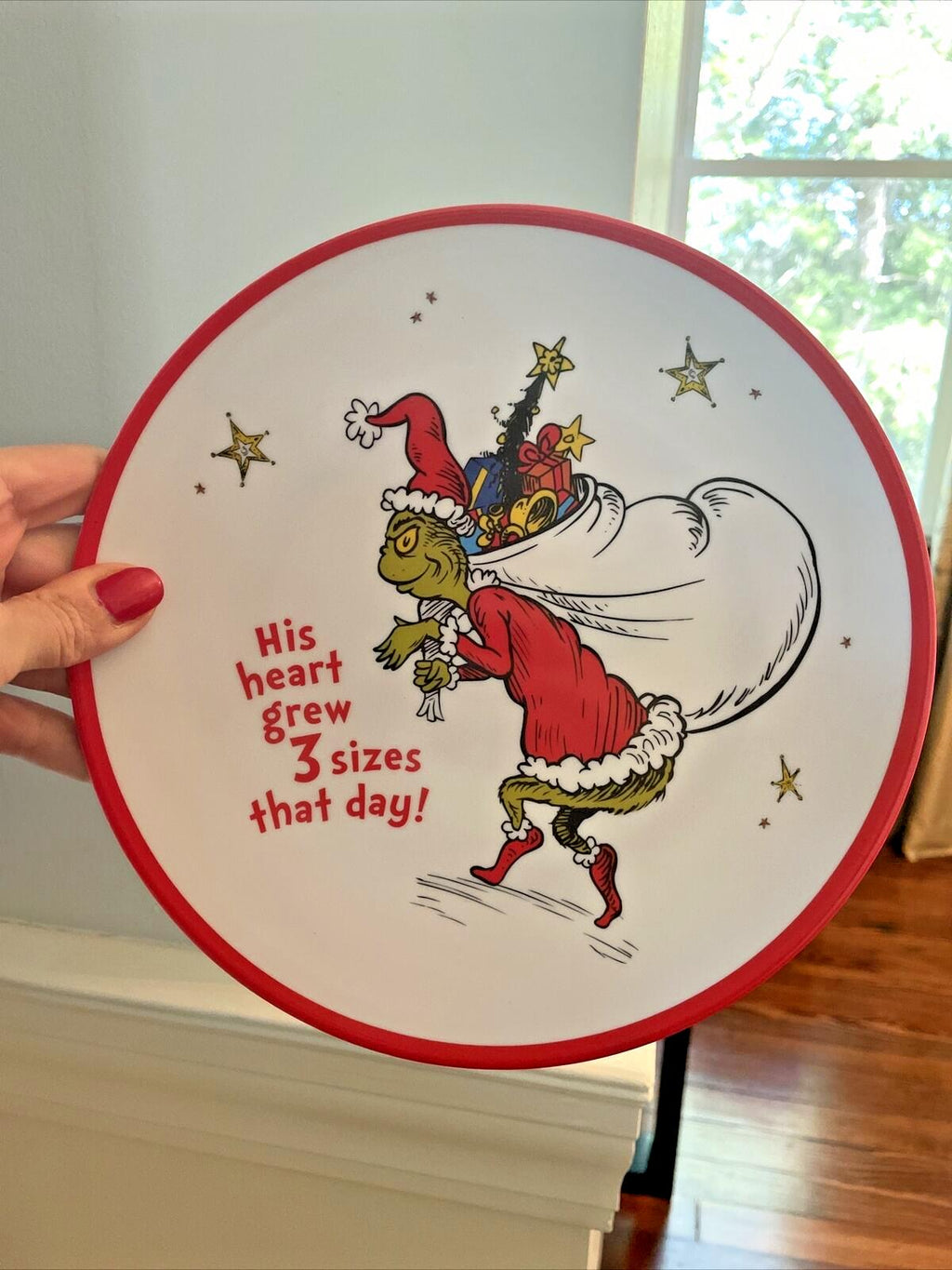Pottery Barn Grinch Holiday Plate Dr Seuss Disney Christmas party school kid b