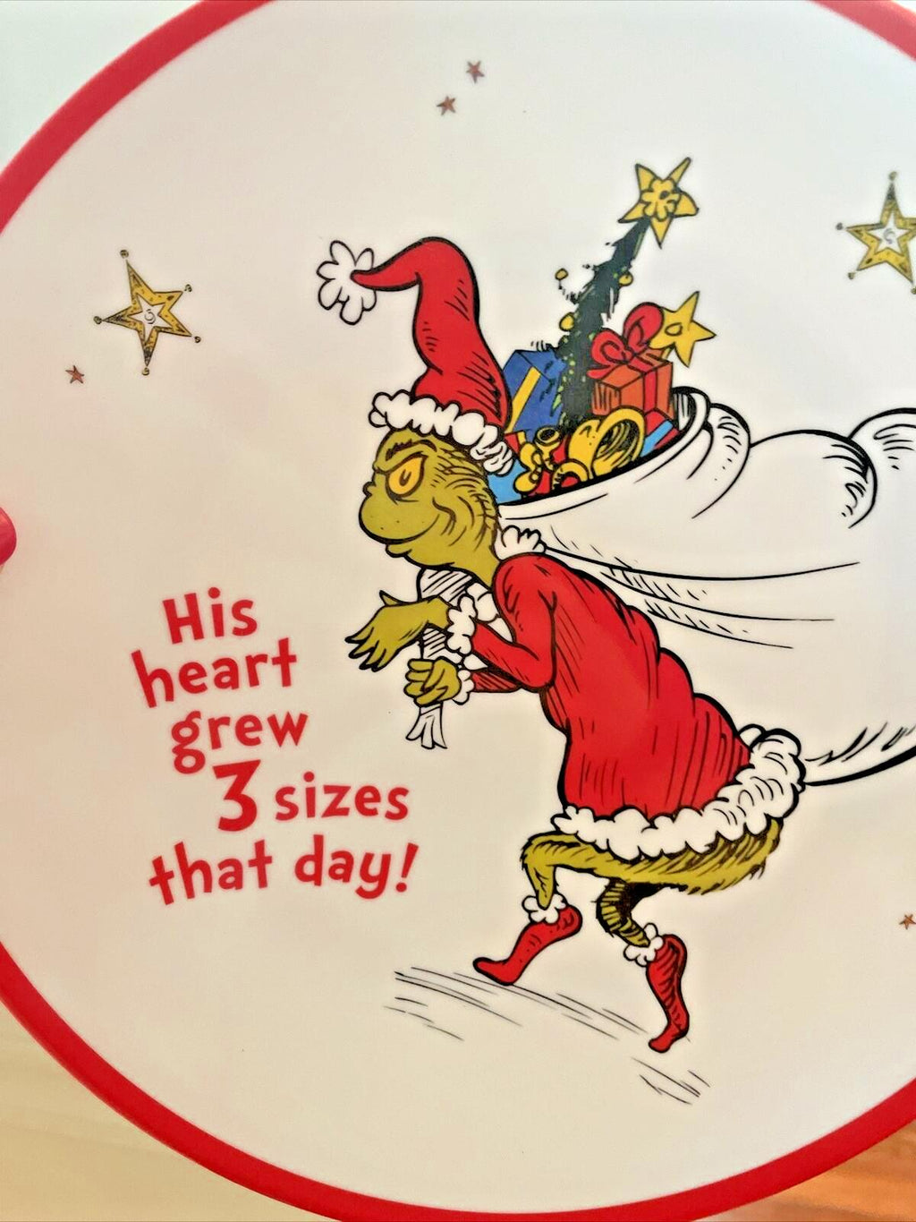 Pottery Barn Grinch Holiday Plate Dr Seuss Disney Christmas party school kid b