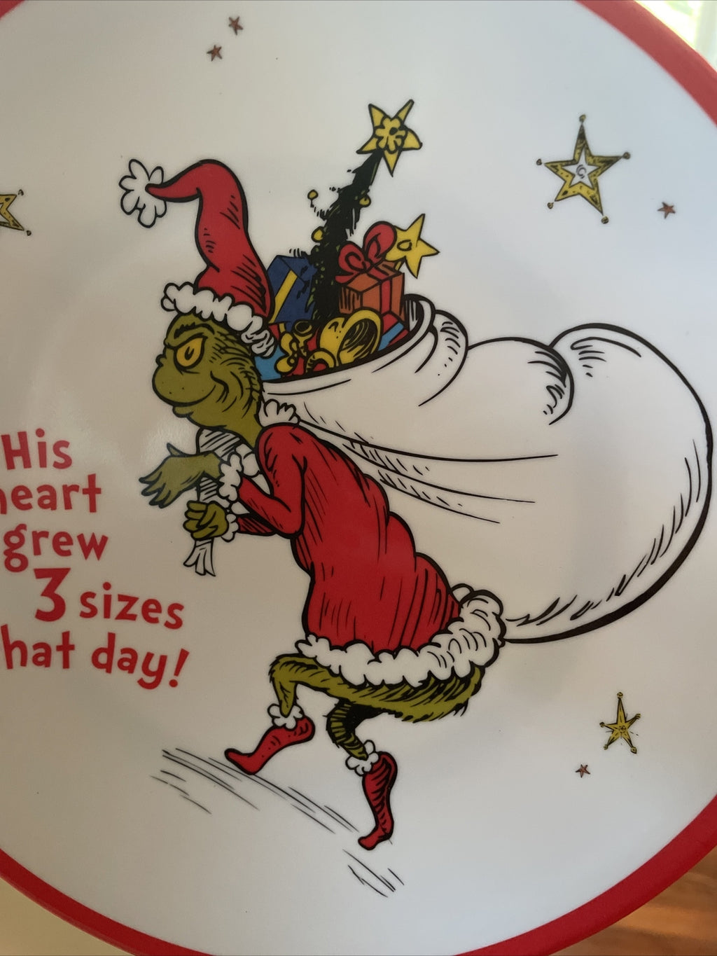 Pottery Barn Grinch Holiday Plate Dr Seuss Disney Christmas party school kid b