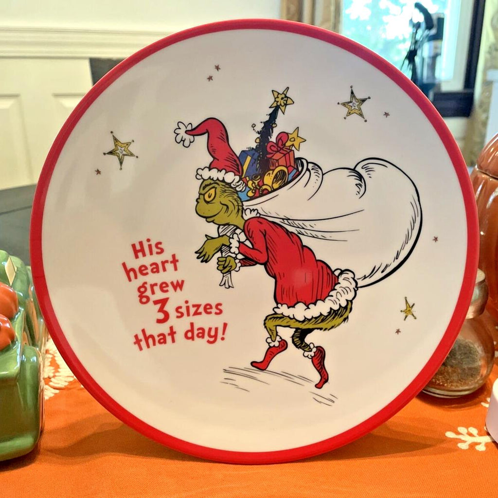 Pottery Barn Grinch Holiday Plate Dr Seuss Disney Christmas party school kid b