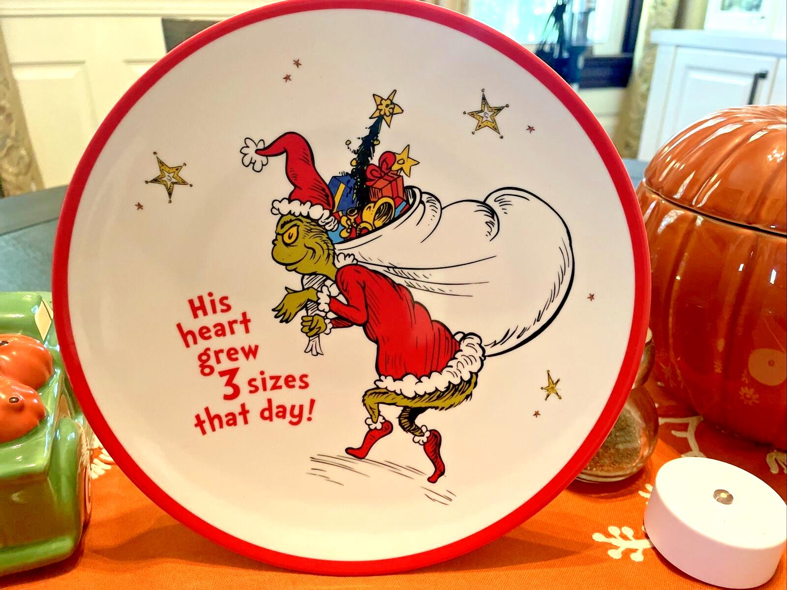 Pottery Barn Grinch Holiday Plate Dr Seuss Disney Christmas party school kid b