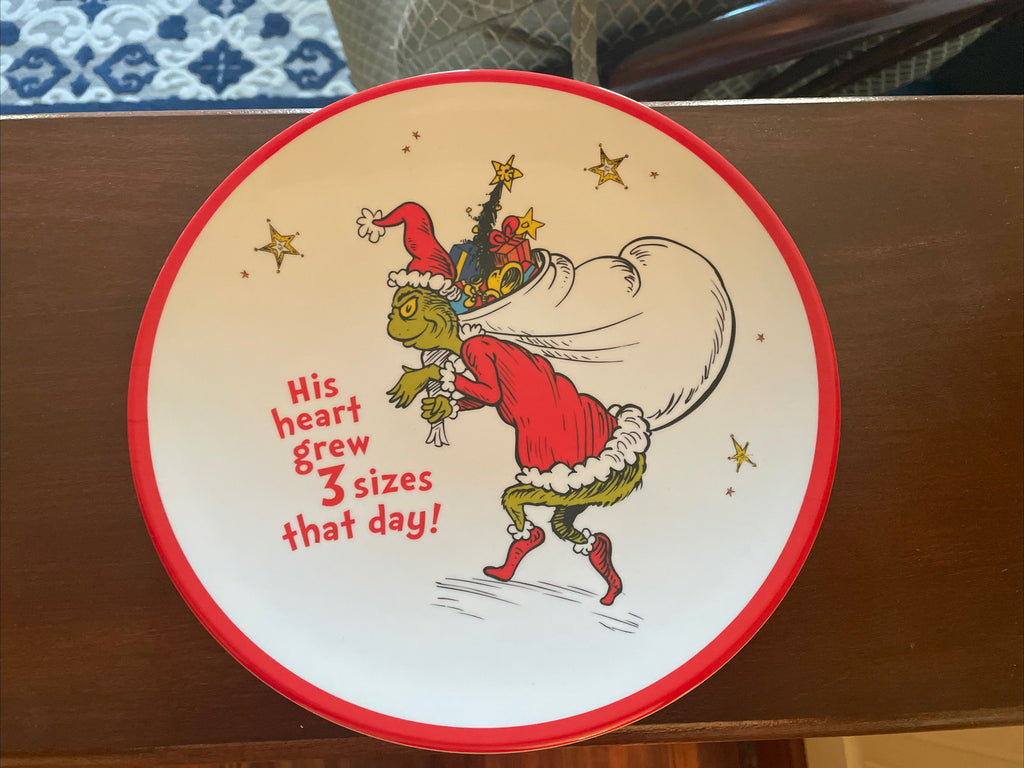 Pottery Barn Grinch Holiday Plate Dr Seuss Disney Christmas party school kid b