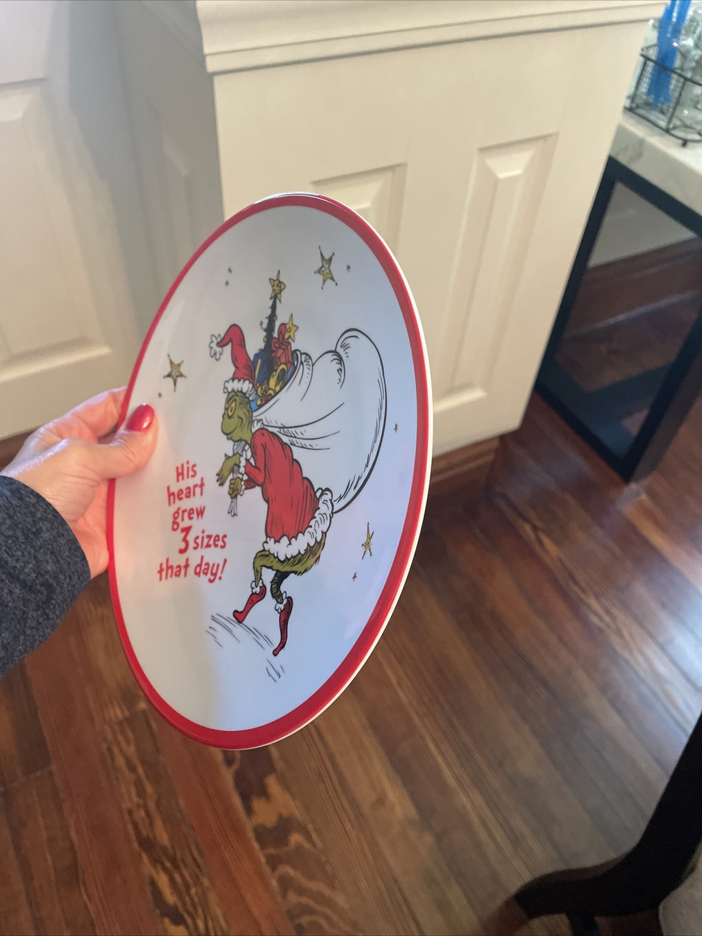 Pottery Barn Grinch Holiday Plate Dr Seuss Disney Christmas party school kid b