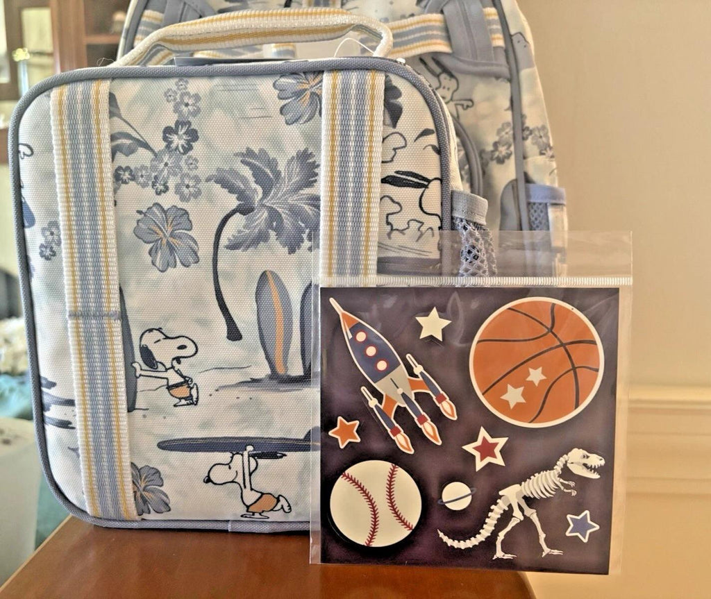 Pottery barn Snoopy school LUNCH BOX Bag Disney peanuts set Kids travel pre-k  /