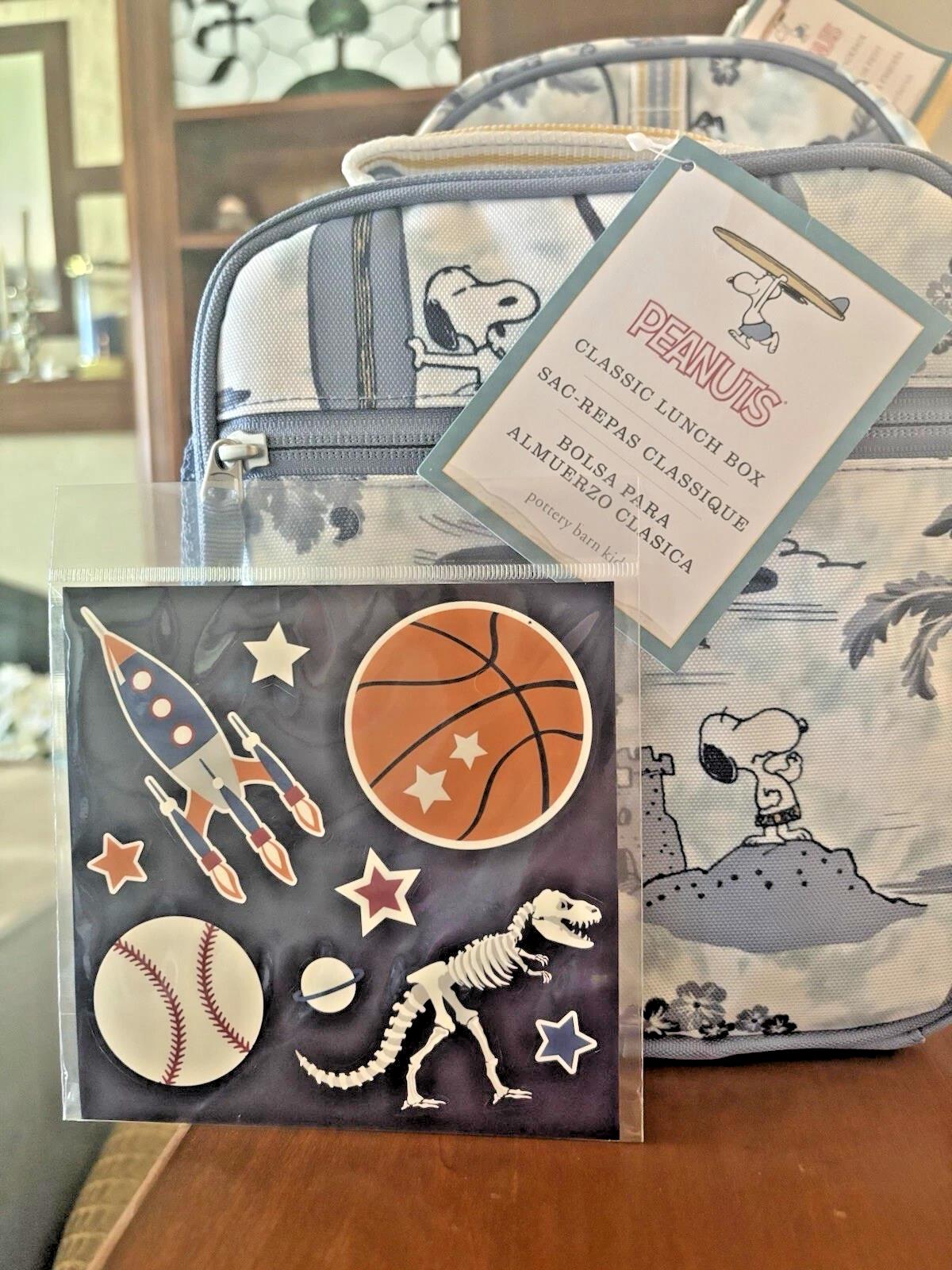 Pottery barn Snoopy school LUNCH BOX Bag Disney peanuts set Kids travel pre-k  /