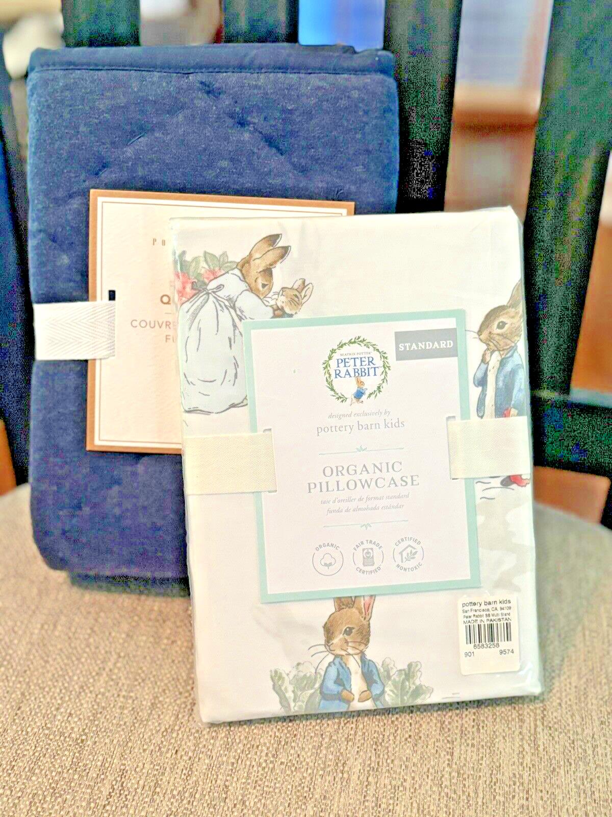 Pottery Barn holiday Peter Rabbit Disney kid holiday bed PILLOWCASE SHAM SET 2 \