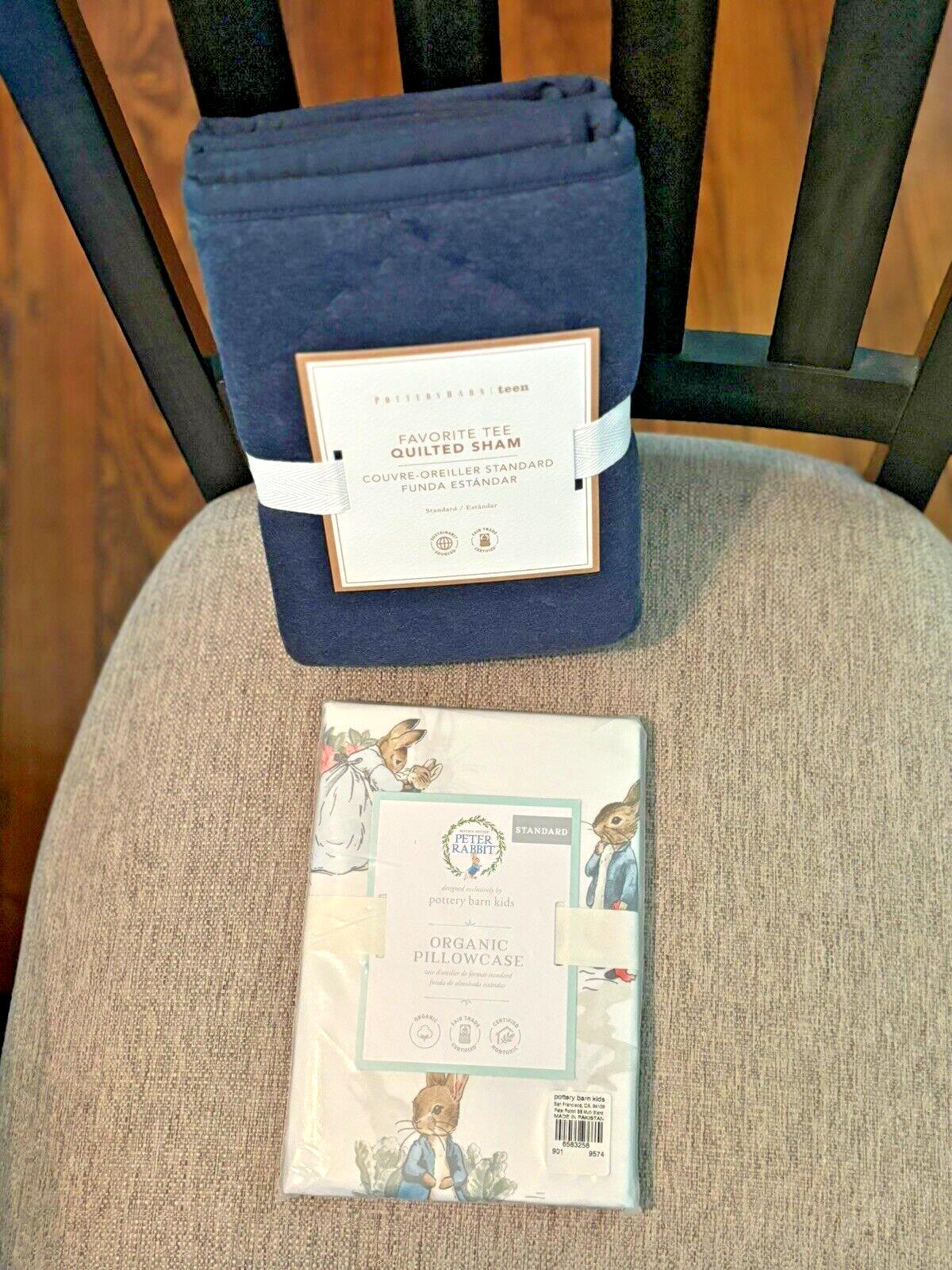 Pottery Barn holiday Peter Rabbit Disney kid holiday bed PILLOWCASE SHAM SET 2 \
