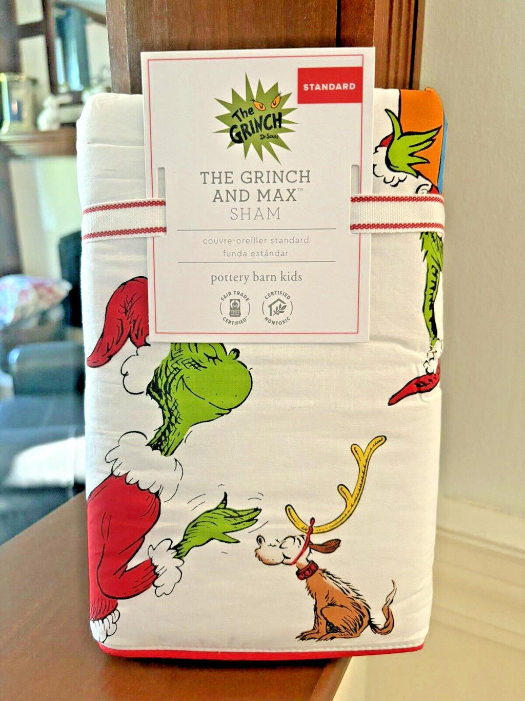 Pottery Barn GRINCH SHAM STAR Christmas Holiday Dr Seuss MAX kids school SET 2