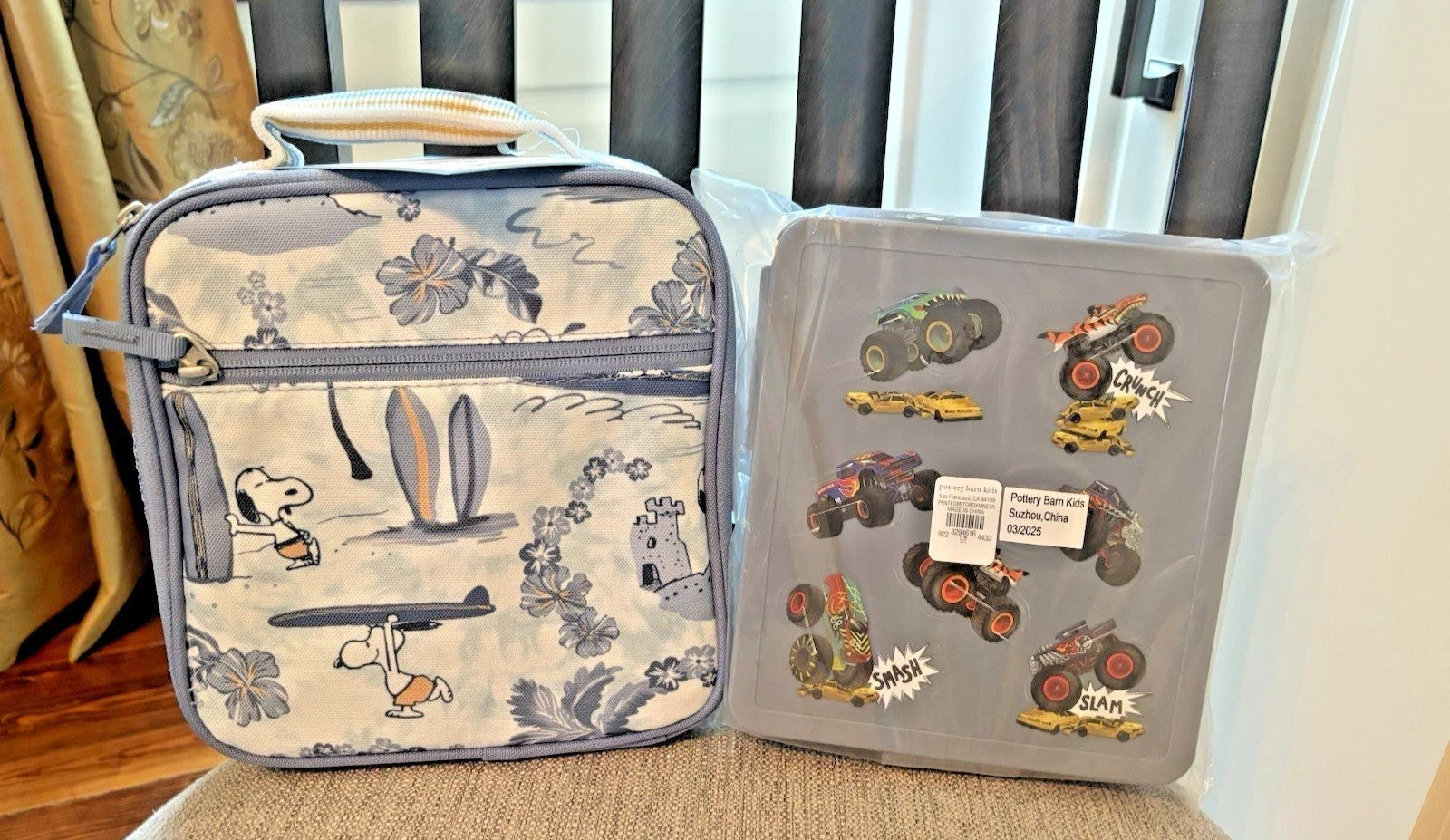 Pottery barn school LUNCH BOX+BENTO+UTENSIL SET travel hot wheels floral Kitty