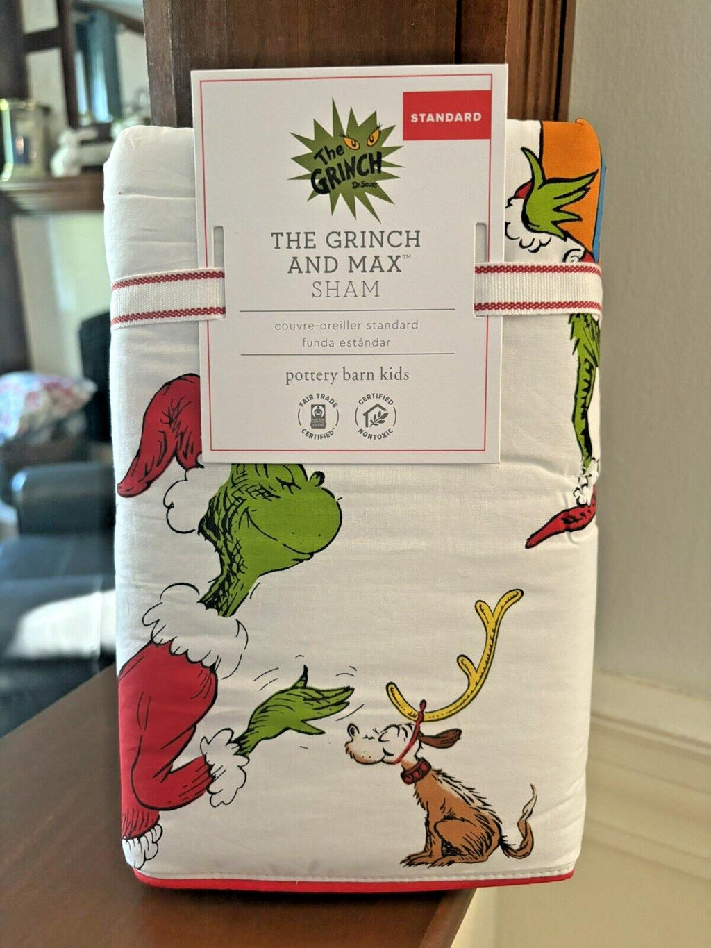 Pottery Barn GRINCH SHAM STAR Christmas Holiday Dr Seuss MAX kids school SET 2