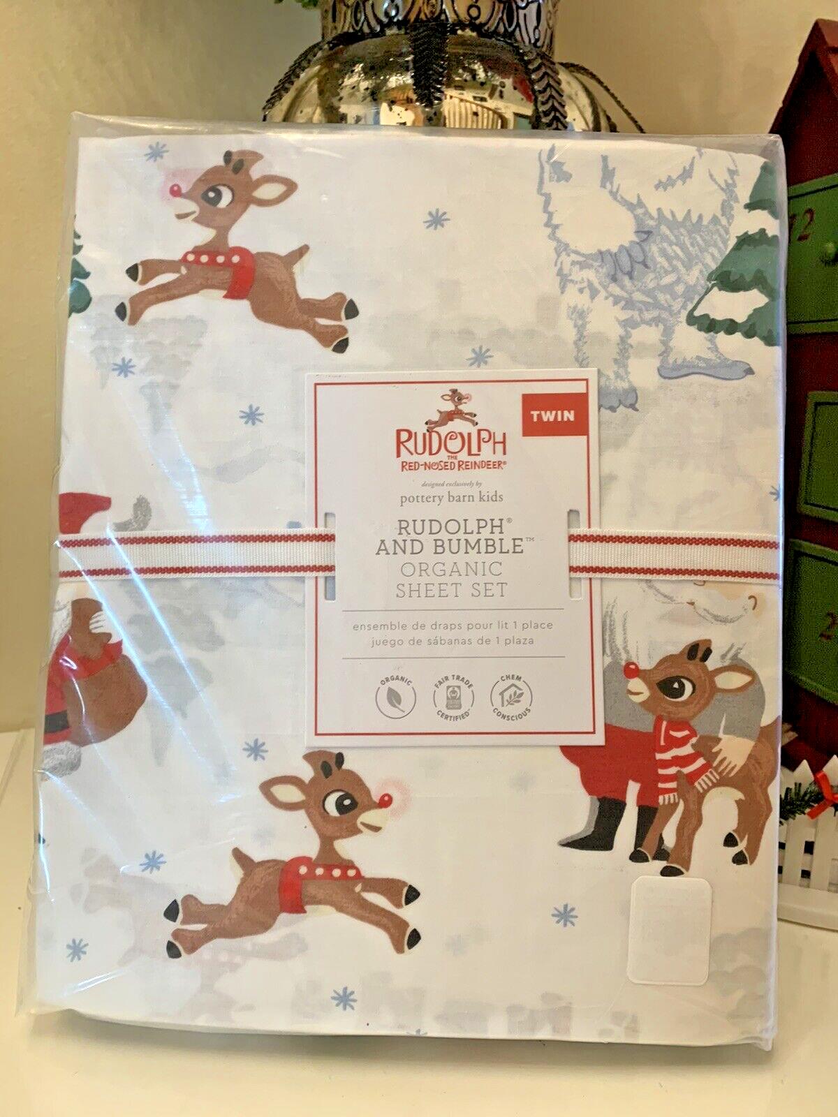 Pottery Barn Bumble Rudolph Reindeer holiday Christmas SHEET SET TWIN kid gift [