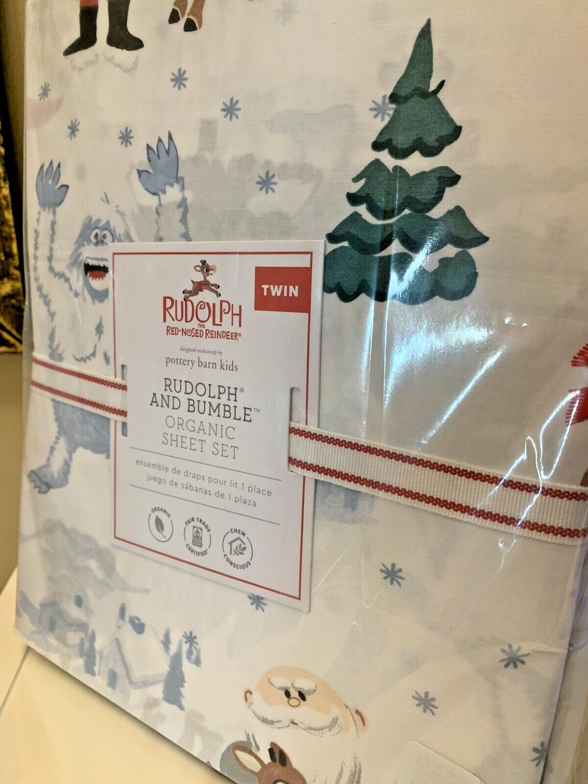 Pottery Barn Bumble Rudolph Reindeer holiday Christmas SHEET SET TWIN kid gift [