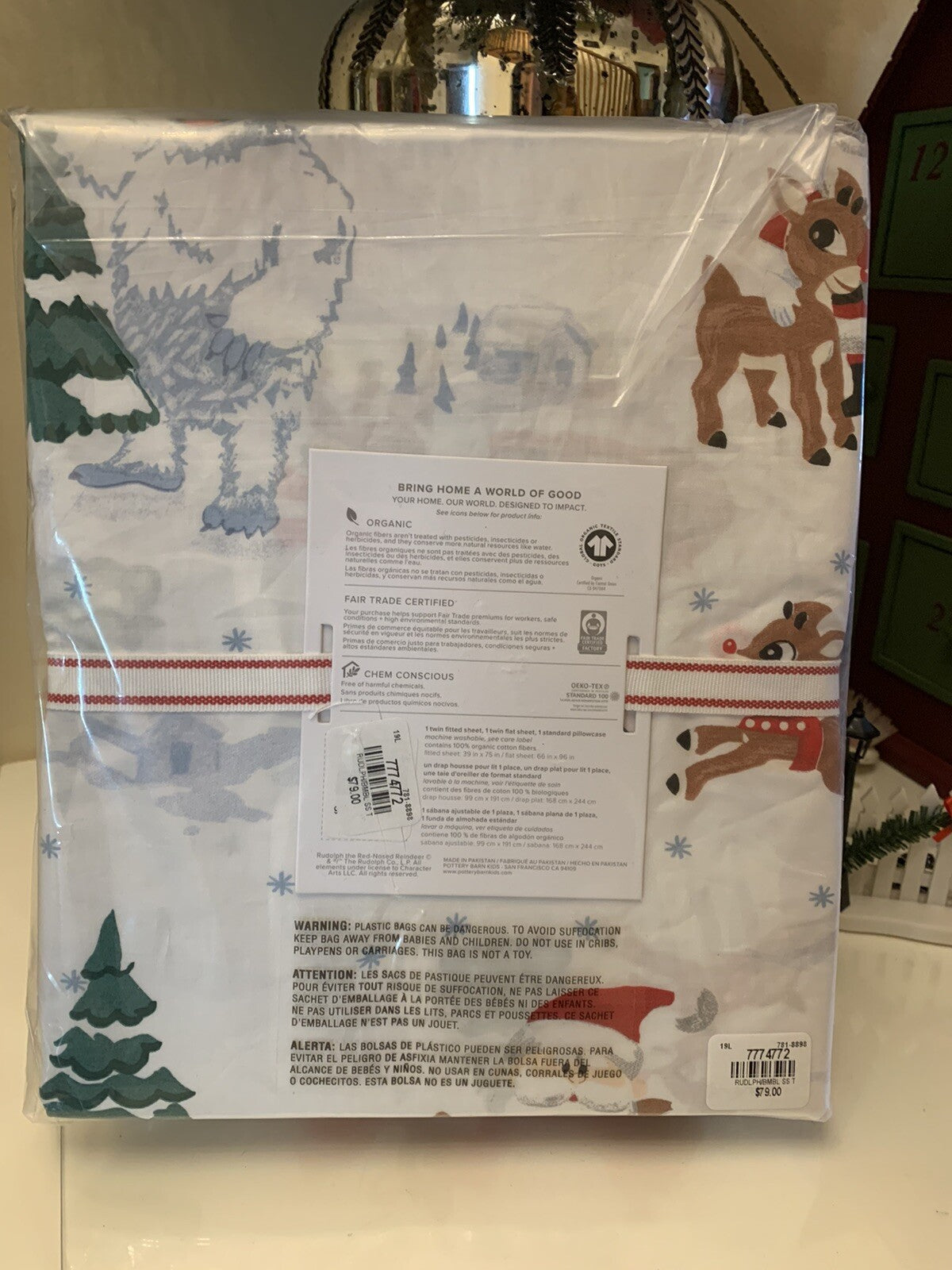 Pottery Barn Bumble Rudolph Reindeer holiday Christmas SHEET SET TWIN kid gift [