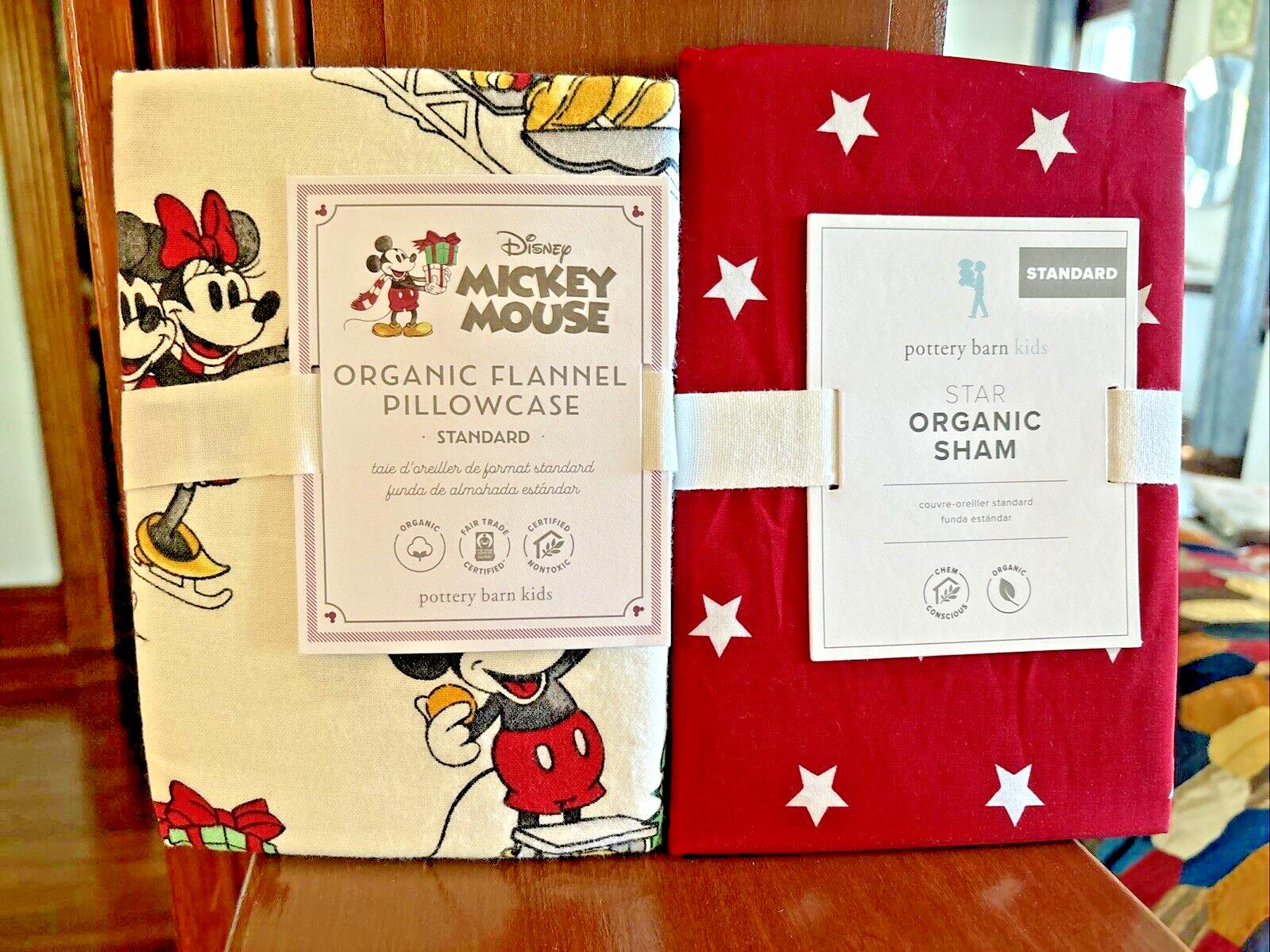 Disney Mickey Mouse Pottery Barn Christmas peanuts Pillowcase Holiday Bed SET 2a