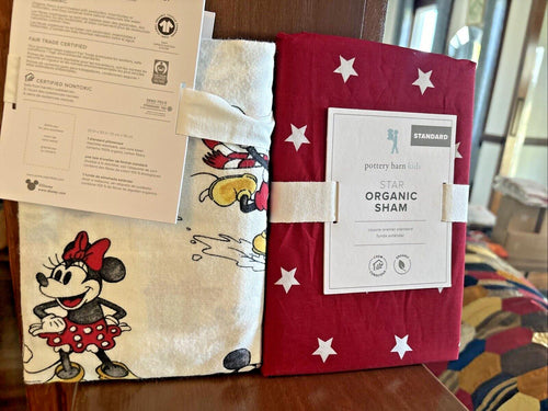 Disney Mickey Mouse Pottery Barn Christmas peanuts Pillowcase Holiday Bed SET 2a