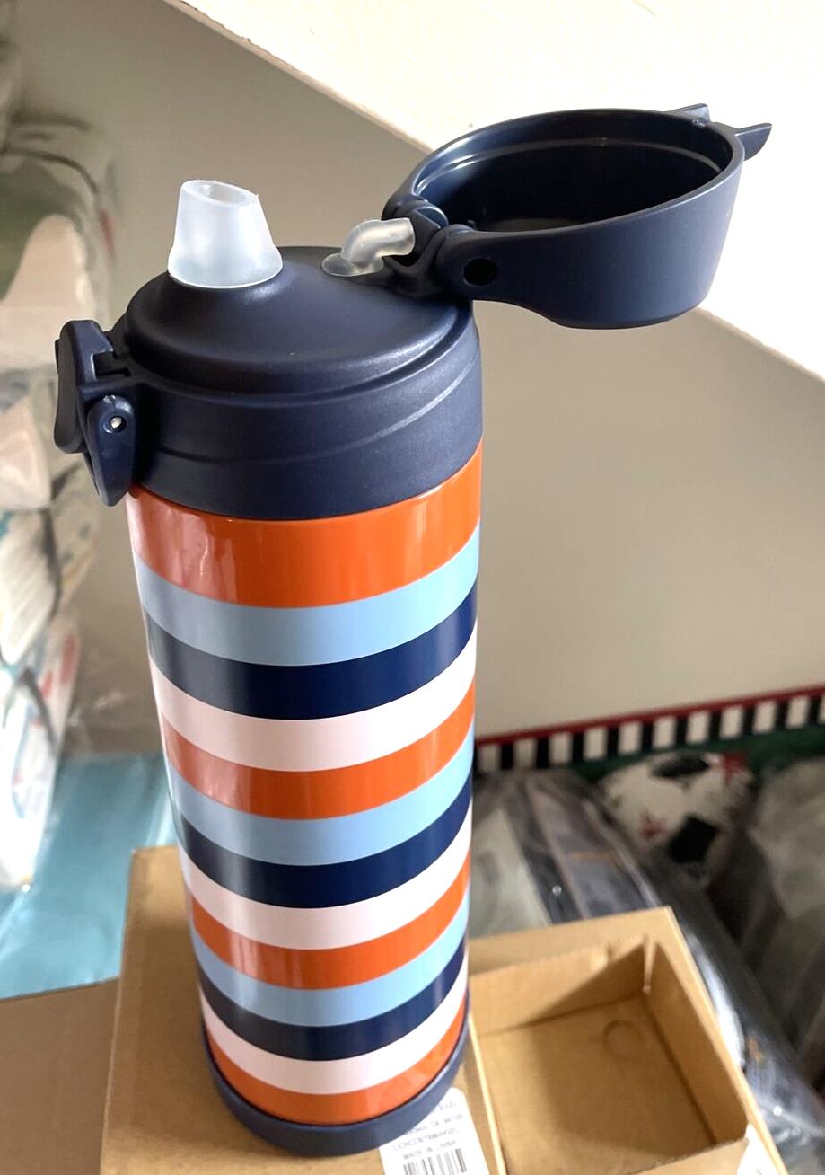 Pottery barn School Disney Lunch WATER BOTTLE LARGE Stripe Travel gift boy NEW [