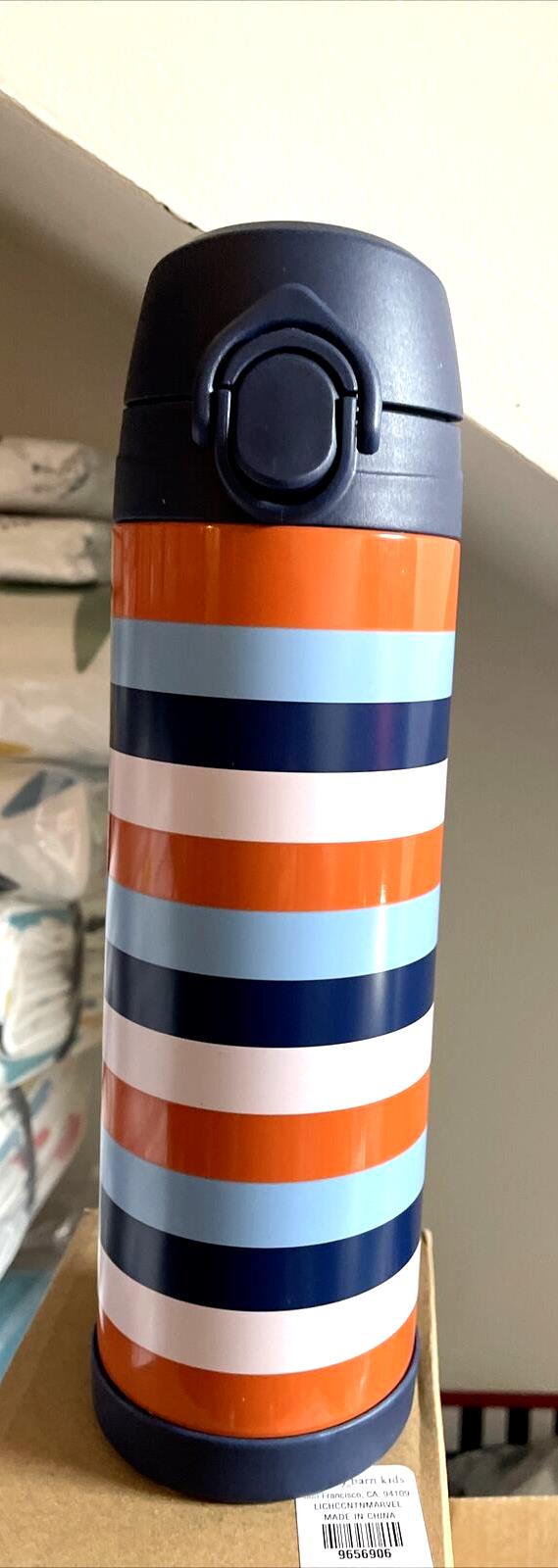 Pottery barn School Disney Lunch WATER BOTTLE LARGE Stripe Travel gift boy NEW [