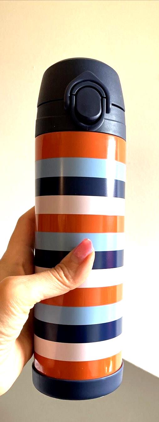 Pottery barn School Disney Lunch WATER BOTTLE LARGE Stripe Travel gift boy NEW [