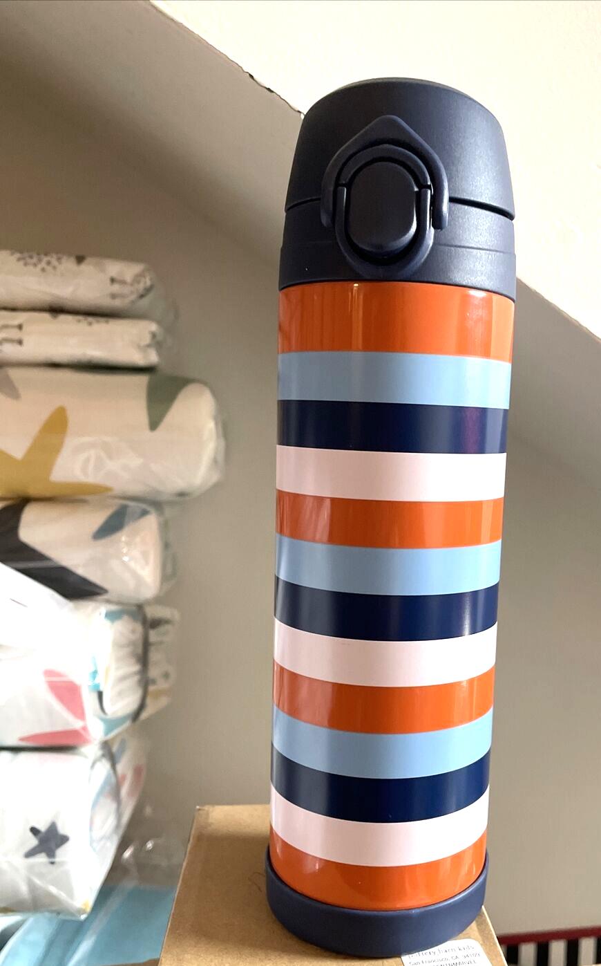 Pottery barn School Disney Lunch WATER BOTTLE LARGE Stripe Travel gift boy NEW [