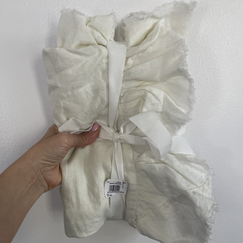 Pottery Barn Belgian flax Linen ruffle PILLOW SHAM Ivory holiday gift party .