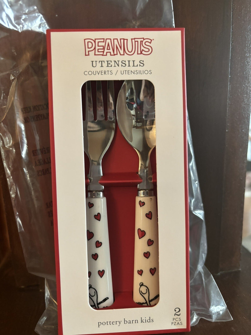 school Pottery barn snoopy disney peanuts lunch heart party utensil kid ?? dog `