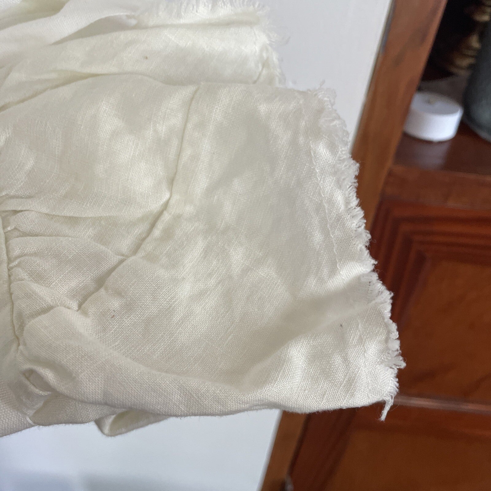 Pottery Barn Belgian flax Linen ruffle PILLOW SHAM Ivory holiday gift party .