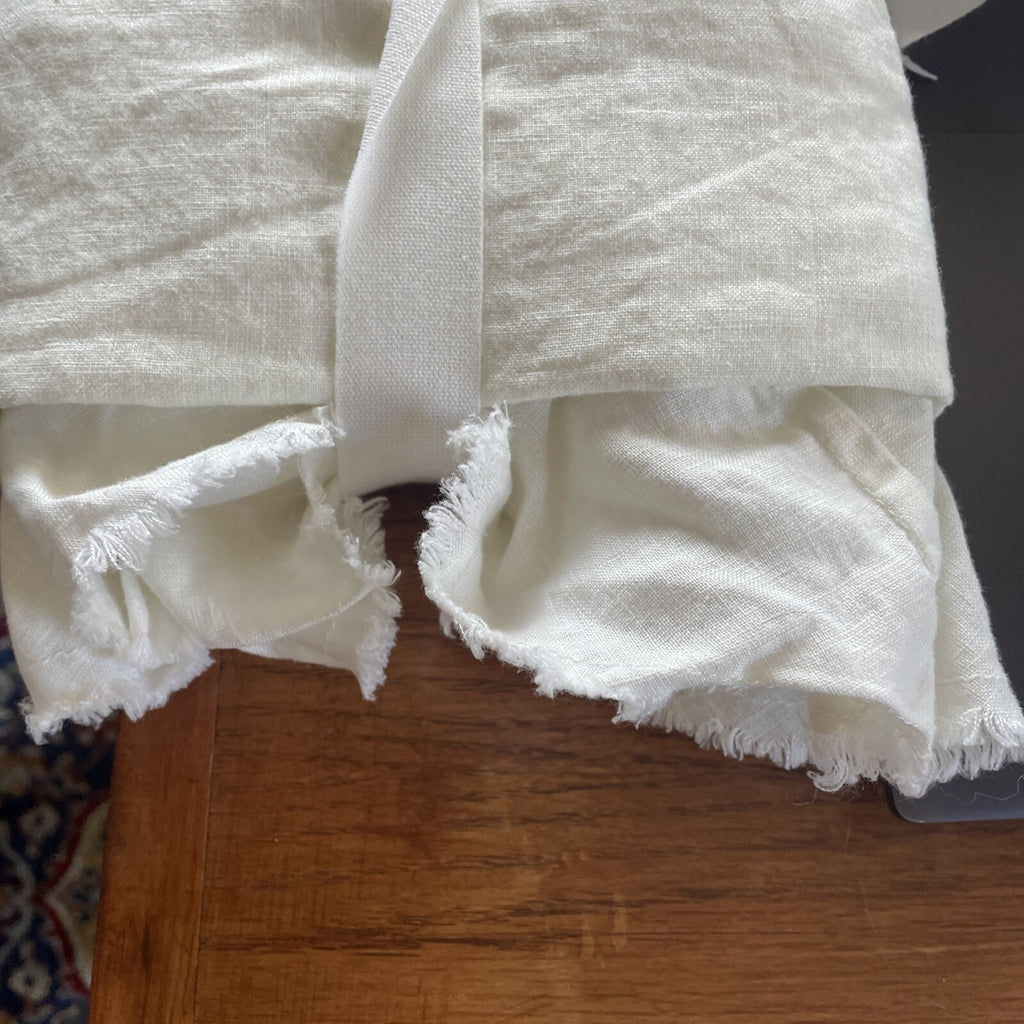 Pottery Barn Belgian flax Linen ruffle PILLOW SHAM Ivory holiday gift party .