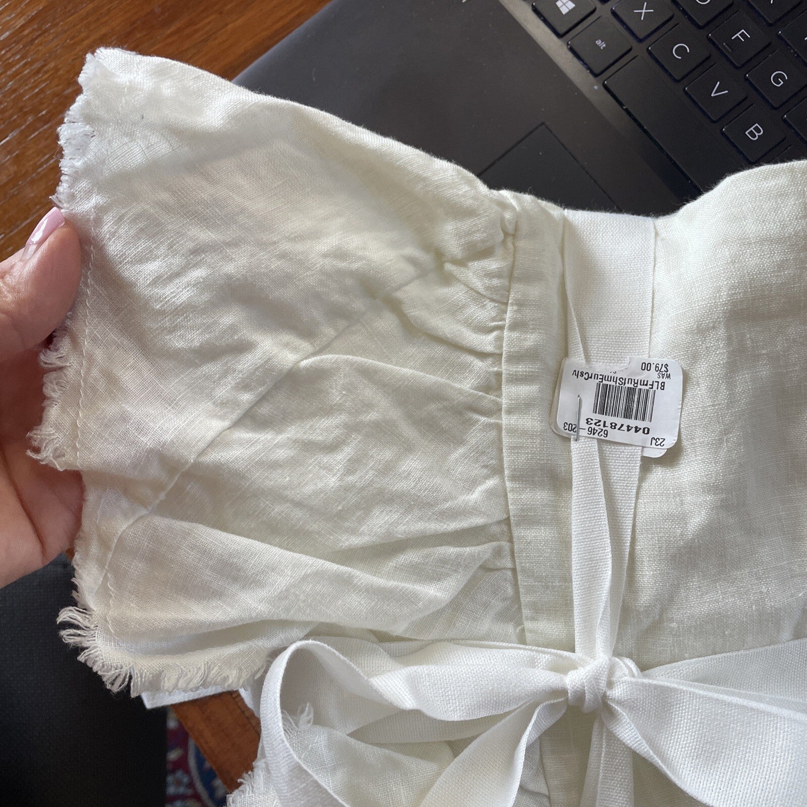 Pottery Barn Belgian flax Linen ruffle PILLOW SHAM Ivory holiday gift party .