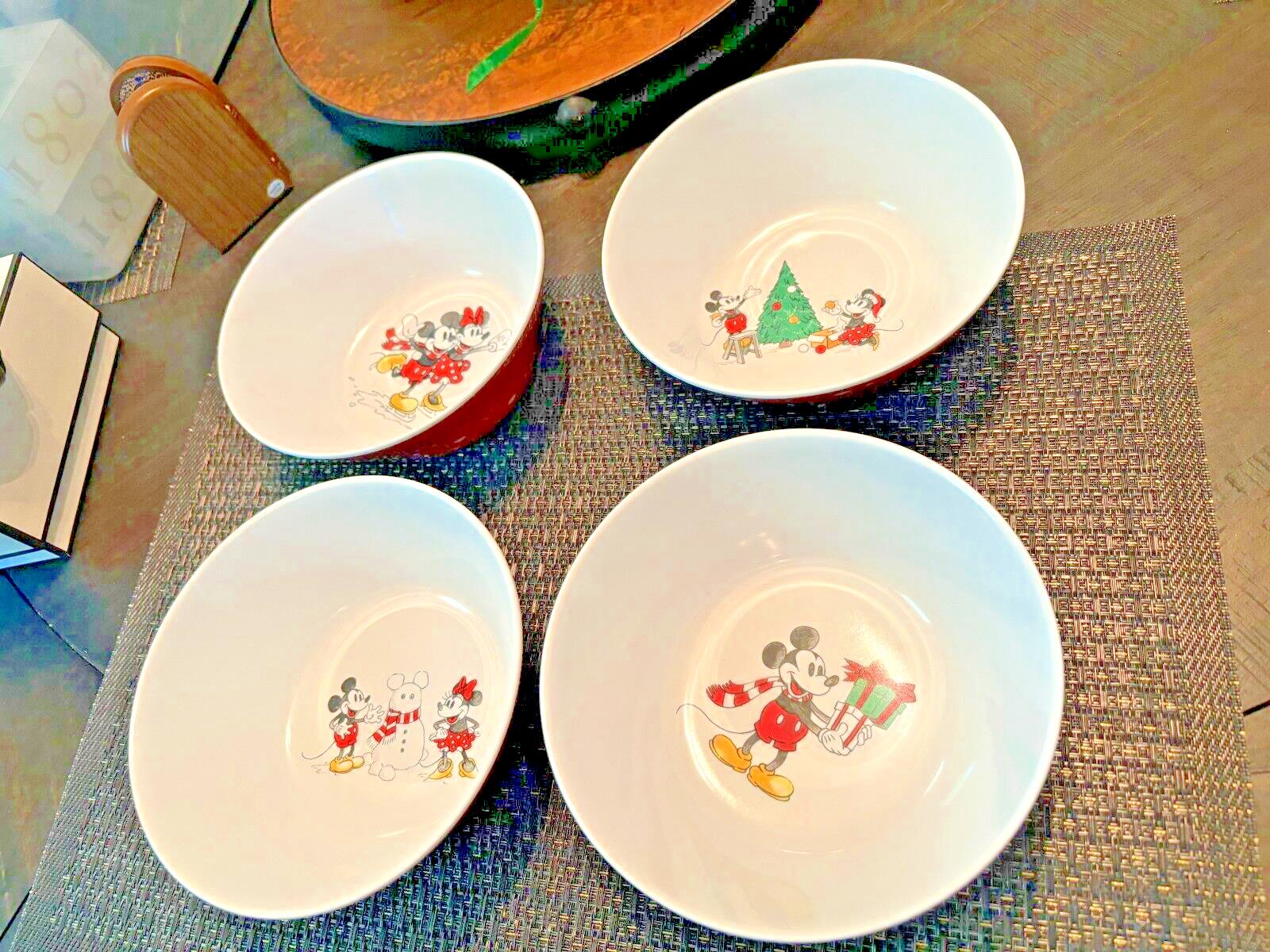 Pottery Barn Mickey Mouse Disney holiday Bowl School Christmas party kid SET 4 [
