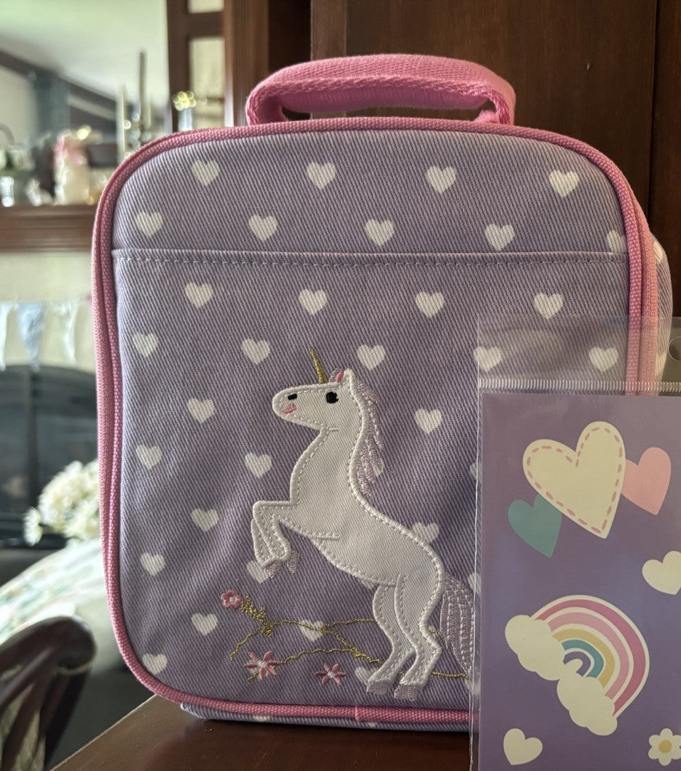 Pottery Barn School Disney Princess Unicorn,girl Pink LUNCH BOX Bag gift pre k ,