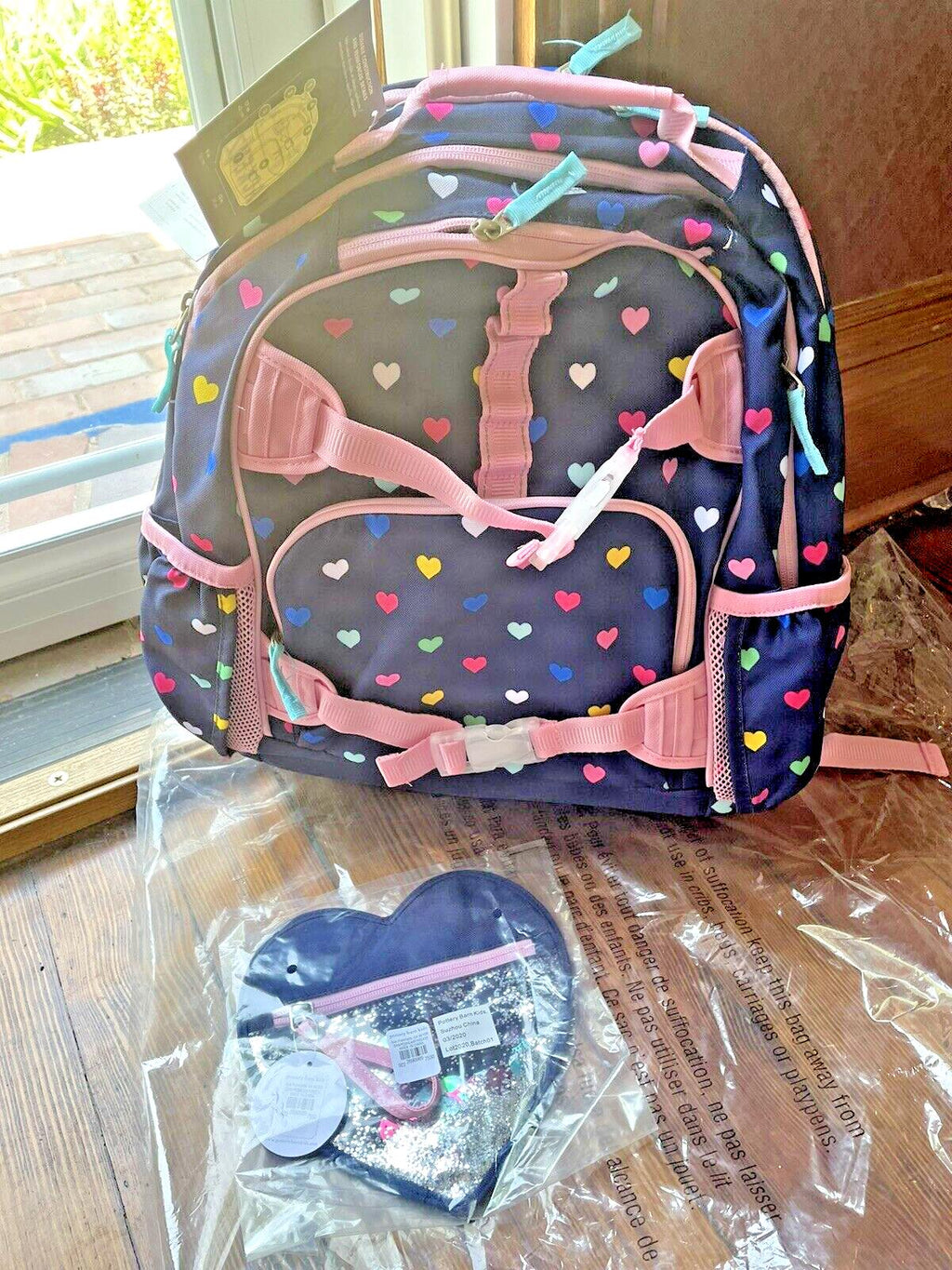 Pottery barn School Disney LARGE backpack+Pencil case bag heart ?? Travel girl n
