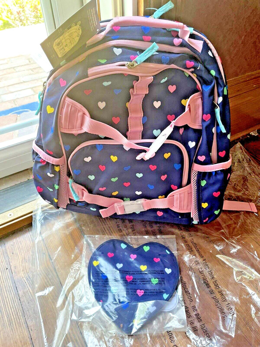 Pottery barn School Disney LARGE backpack+Pencil case bag heart ?? Travel girl n
