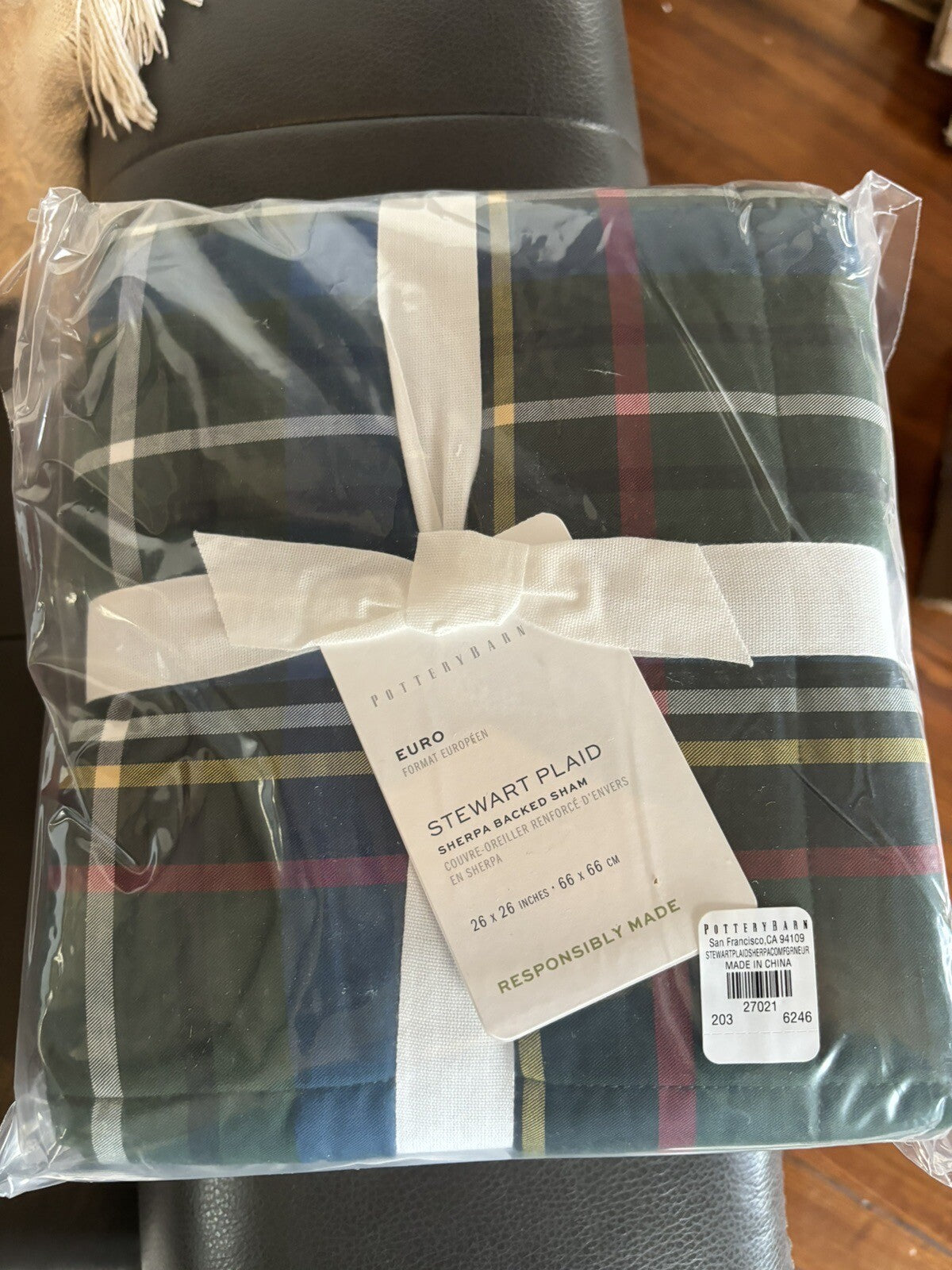 Pottery Barn Plaid Disney Holiday Pillow cover Stewart Sherpa lodge party gift /