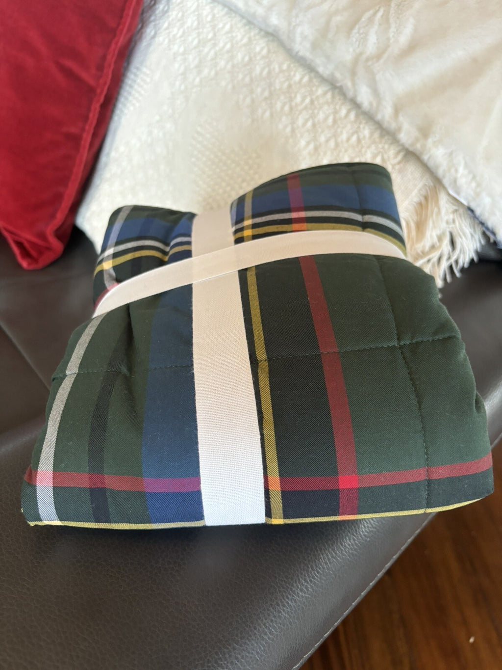 Pottery Barn Plaid Disney Holiday Pillow cover Stewart Sherpa lodge party gift /