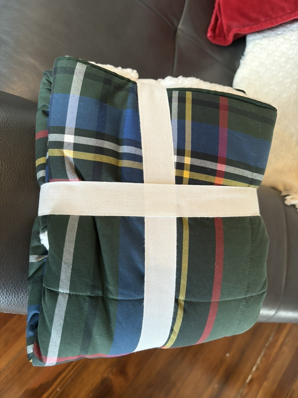 Pottery Barn Plaid Disney Holiday Pillow cover Stewart Sherpa lodge party gift /