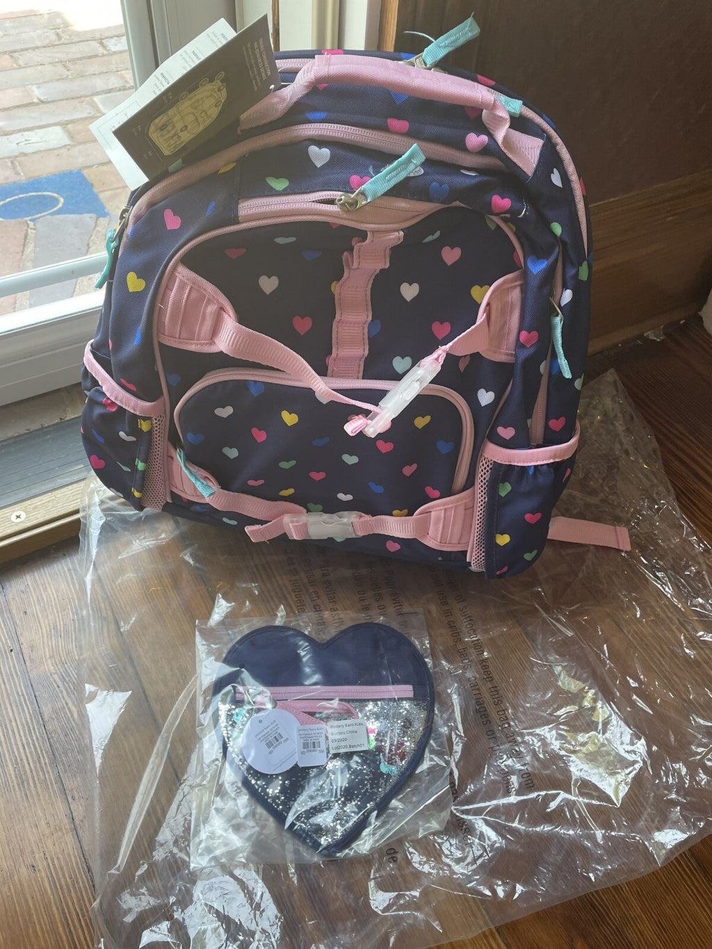 Pottery barn School Disney LARGE backpack+Pencil case bag heart ?? Travel girl n