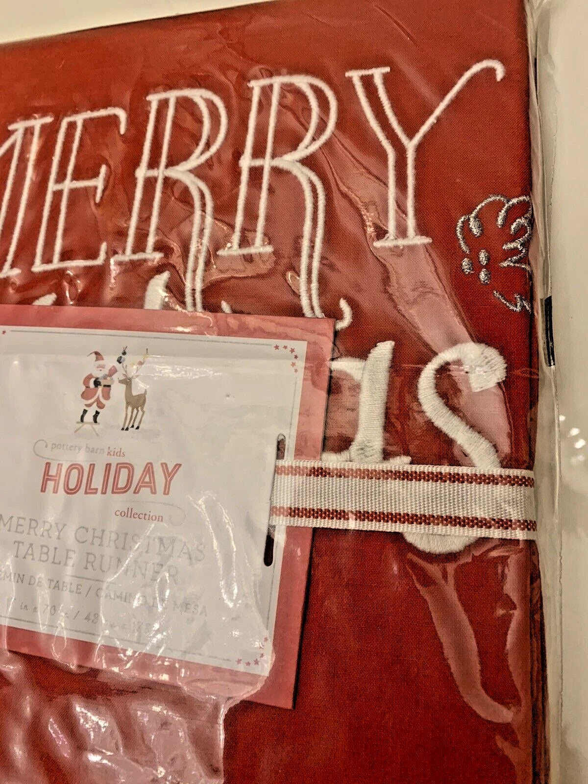 Pottery Barn holiday party Christmas Plaid Rudolph Disney Santa runner gift red