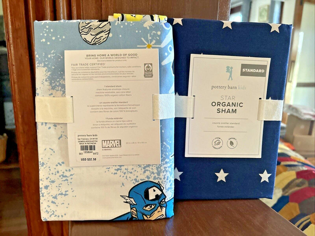 Pottery barn Marvel Batman Holiday Hero comic Bed Sham Christmas gift boy SET 2b