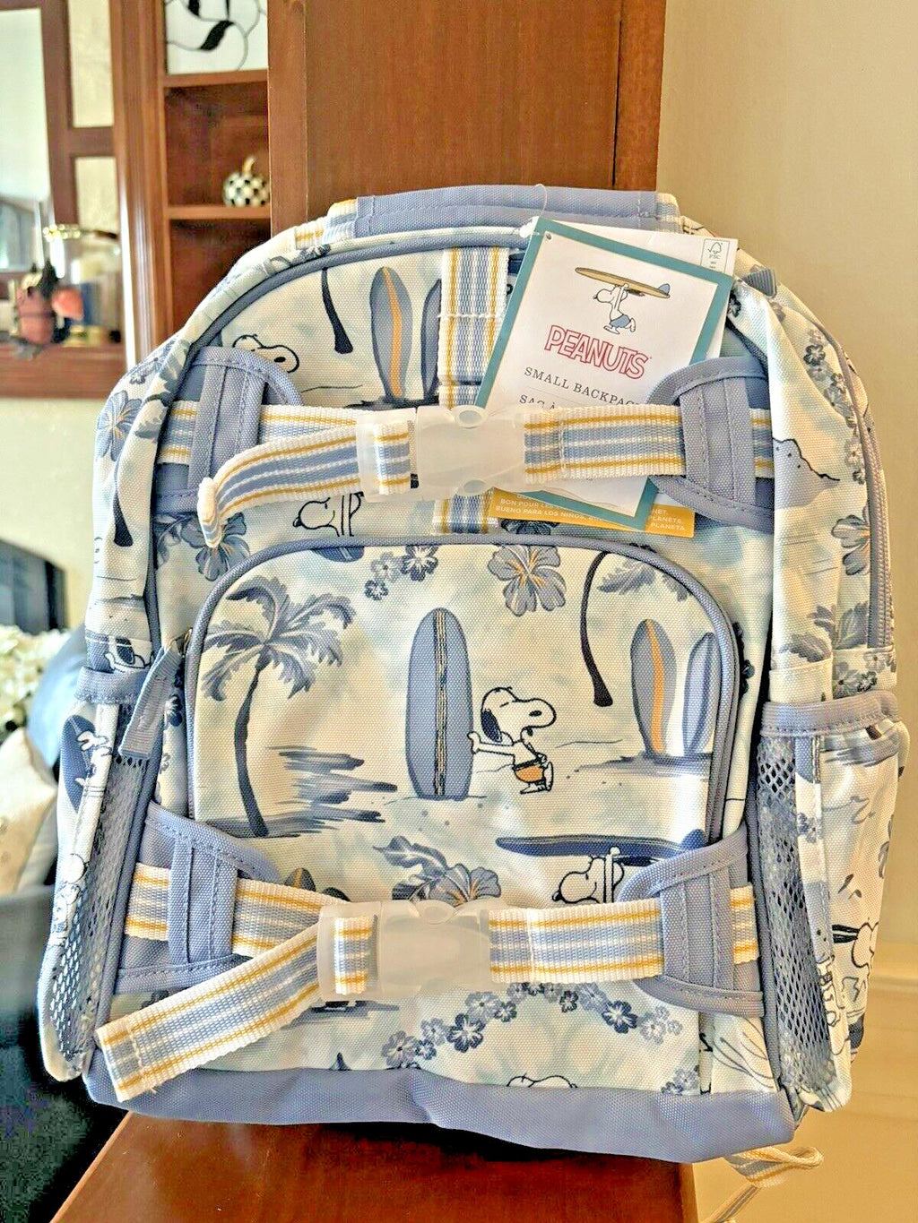 SNOOPY Pottery barn School Peanuts Disney BACKPACK LUNCH BOX BAG WATER travel  .