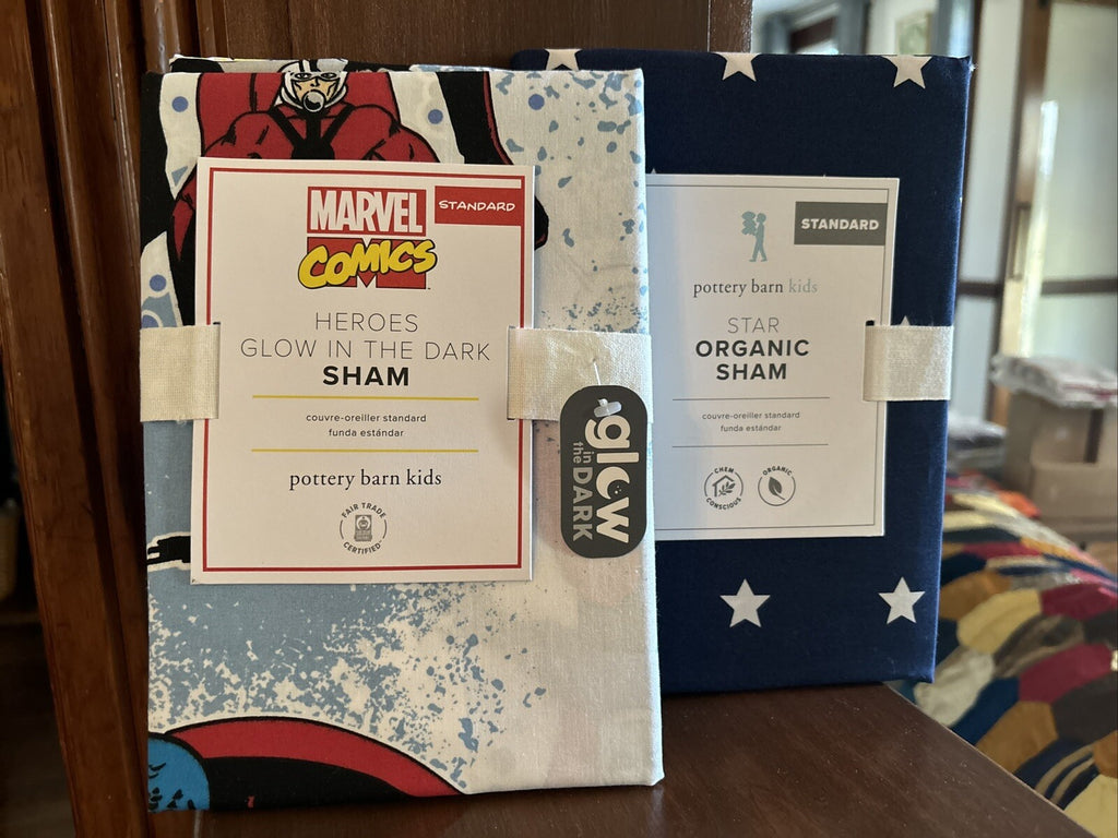 Pottery barn Marvel Batman Holiday Hero comic Bed Sham Christmas gift boy SET 2b