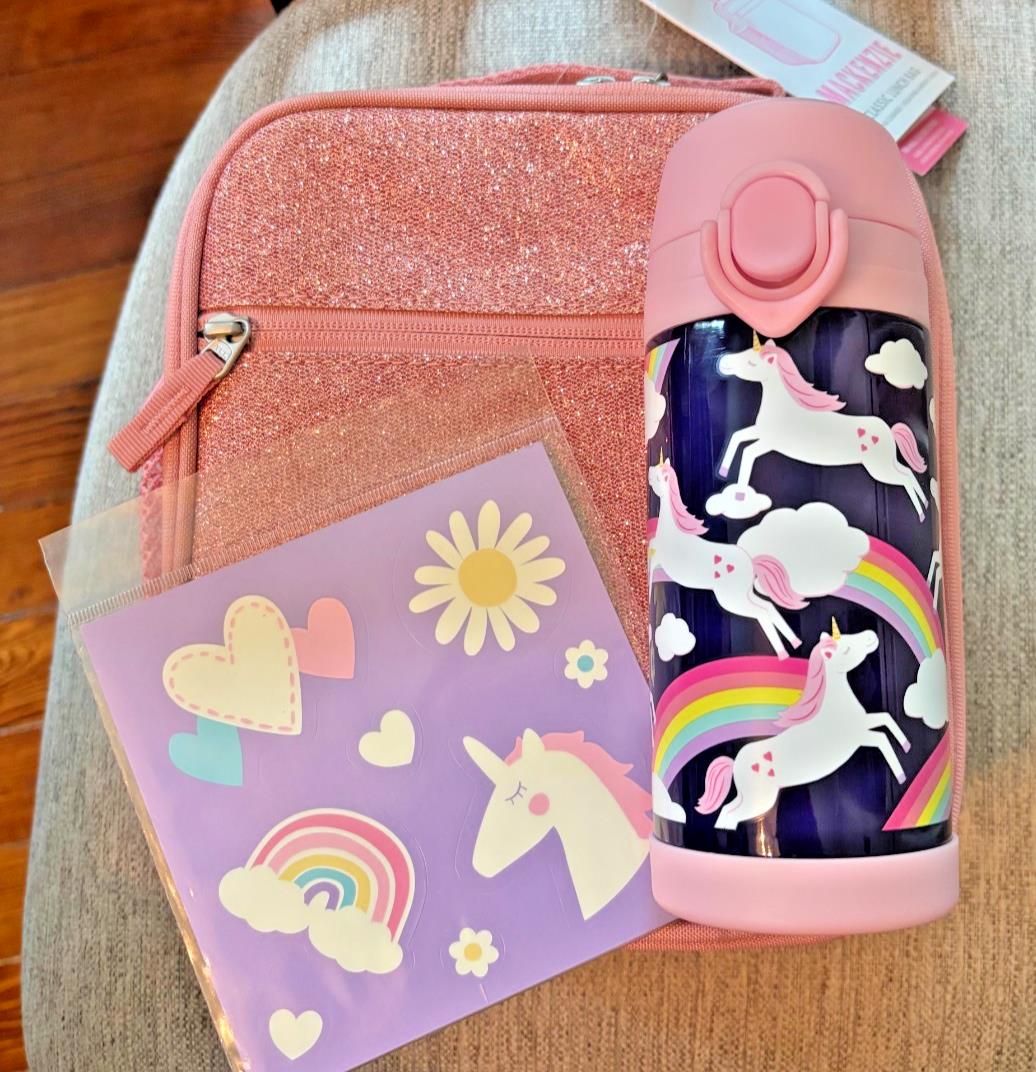 Pottery Barn school Disney Glitter LUNCH WATER bag Unicorn girl travel pre k?? .